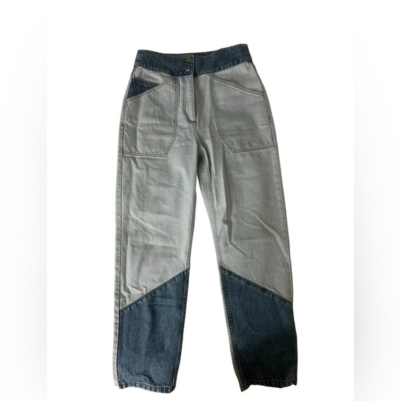 Two-Tone Denim Jeans ba&sh Colorblock Patchwork High-Rise Jeans – Size M - Picture 1 of 3